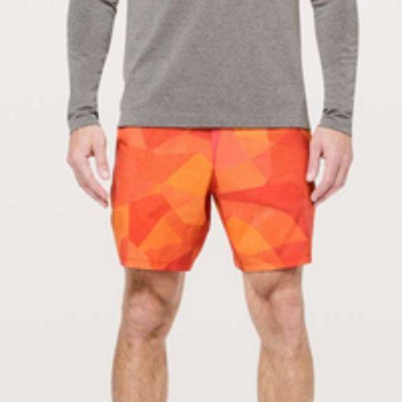 Lululemon Men's Shorts Mesh Mash Orange Multi Shorts Classic Fit XL - Picture 2 of 13